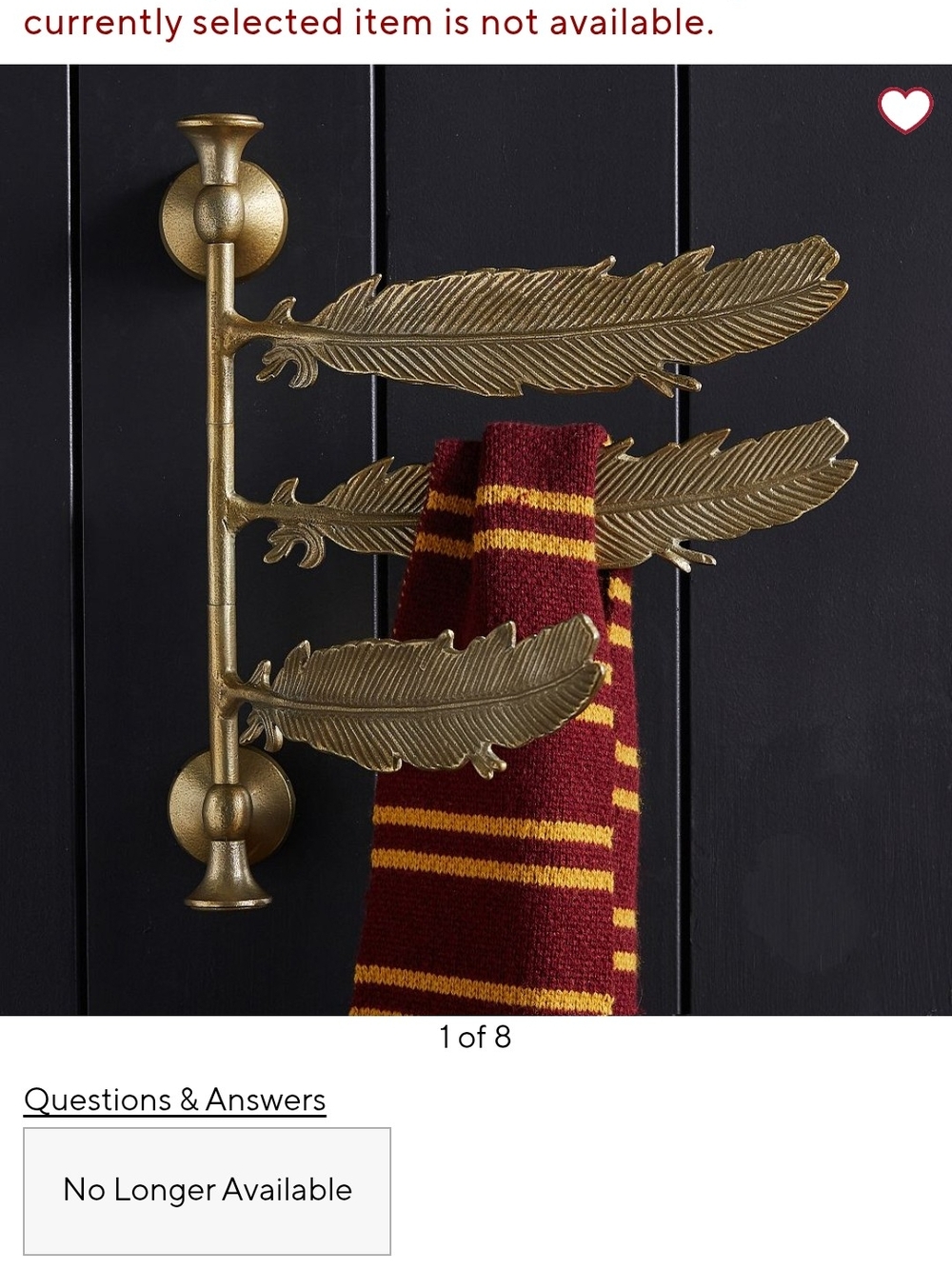 ✨ Rare Pottery Barn Teen Harry Potter Brass Quill Hooks / Coat & Scarf Rack ✨